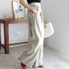 [EWQ] Automne Vintage Bureau de dames élégant coréen noir lâche femmes jeux grands pantalons à la vie hautes plaines QZ359 211115
