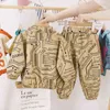 Wiosna Jesień Dzieci Bawełniane Ubrania Baby Boys Girls Printe Coat Spodnie 2 sztuk Zestawy Niemowląt Dzieci Moda Toddler Dress Set