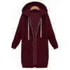 Einmal Herbst Casual Frauen Lange Hoodies Sweatshirt Mantel Zip Up Oberbekleidung Kapuzenjacke Winter Taschen Plus Größe Outwear Tops 210803