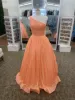 OneShoulder Sparkle Sequins Prom Dresses 2022 Ballgown CrissCross Straps Back Long Burgundy Orange Blue Pink Pageant Gowns F8496273