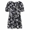 White casual short dress summer women floral print dress holiday boho beach dress vestidos v neck sundress 210415