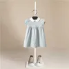 夏の子供の赤ちゃんの女の子のドレス半袖素敵なソリッドカラーコットンプリントドレス衣装プリンセスドレス女の子服クリスマスQ0716