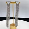 光沢のある長いタッセルダイヤモンドのイヤリングチャームの女性エレガントなクリスタルイヤロープロットデザイナーガールパーティーデートギフトボックス付きダングラー