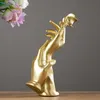 Gold Resin Statue for Decoration Home Decor s Abstract Sculpture Modern Figurines Love Rose Valentine's Day Present 210827