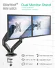 BlitzWolf® BW-MS3 Podwójny monitor stojak z ramionami pneumatycznymi, obrót 360 °, + 90 ° do -45 ° Tilt, obrotowe 180 °, regulowana wysokość i zarządzanie kablami - czarny