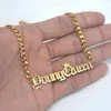 18K Gold Mens Hiphop Name Custom Necklace Personalized With Cuban Link Chain