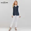 LIH HUA Damen-Jeansweste in Übergröße, lässig, hohe Flexibilität, legere Jeansweste, gestrickt, Denim, OL-Stil, 210817