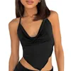 Dames Halter Crop Cami Tops Sexy Dames SleevelCowl Neck Effen Kleur Self Tie BacklCamisole Tank Tops Clubwear 2021 X0507