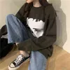 Korobov oversize à manches longues chandails à col rond personnage de dessin animé coréen Sueter Mujer Streetwear femmes Harajuku pulls 79292 211109