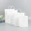 16*8*21cm 100pcs Kraft Paper White Clothes Packing Shopping Bags Fashion Handle Packaging Bag for Shoes Pants Garments Customized Logo On it Available