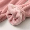 Abrini mulheres fleece tracksuits pulôveres de lã e calças pijamas de veludo dois pedaços cashmere sets outfits inverno 211105