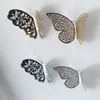 Adesivos de parede 12 pçs / lote 3D metal dourado Buterfly Hollow Out Design Butterfly Decoração Home Sala de estar ímã frigobar