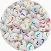 500 PCS/lot 6.7mm Coloré Spacer Charme Perles Rondes Plat Acrylique Perle A - Z Lettres Alphabet Fit Pour Bracelet Collier Diy Fabrication de Bijoux