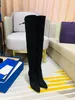 Womens Sexy Puntige Teen Vierkant Hoge Hakken Over The Knee Laarzen Vrouwen Merk Designer Platform Dij Hoge Winter Lange Laarzen Grootte 35-40