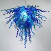 Chandeliers LED Blow Glass Chain Pendant Lamps Blue Turquoise Color Unique Design Art Decoration Light Fixtures Indoor Lighting 28 or 32 Inches
