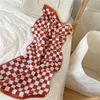 Handduk Retro Färg Matchande Long-Staple Bomull Hudvänlig Checkerboard Plaid Badhanddukar Mjukt Absorbent Face Washcloth