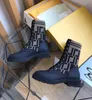 Fashion Trendy Master Brand Women's Designer Boots Stickad Stretch Martin Svart Läder Knight Kort Design Casual Skor Luxury