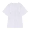 Patchwork Branco Bowknot Malha Tops Para As Mulheres O Neck Manga Curta Casual Coreano Camiseta Feminino Moda Roupas 210524