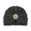 Berretto in maglia da neonata in morbido cotone con berretto con turbante di perle Cappello per bambini Accessori per capelli per neonati Puntelli per foto Regalo di compleanno
