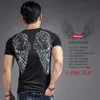 Arrivée d'été Hommes Brillant Wing T-shirt Nouveauté Angle Diamants Tshirt Man's Casual Tees À Manches Courtes Hip Hop Streetwear 210716