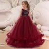 PLBBFZ Summer Girls Dress White Red Kids Christmas Clothes Children Long Princess Party Wedding Clothing 10 12 Years Vestidos