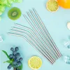 Metal Reusable Straw 304 Stainless Steel Straight Curved Drinking Straws with Cleaning Brush for Coffee Tea