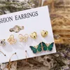 Gold Sequin Metal Butterfly Geometric Drop Earring Set for Women Irregular Round Crystal Dangle Earrings Jewelry1771618