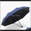 Şemsiye Gear Housekeeping Organizasyonu Ev Bahçe Bırak Teslimatı 2021 Matic Yağmur Güneşi Şemsiye Siyah Kaplama Parasol Anti-UV 3 Katlanır Kazanma