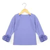 100% Bomull Sassy Fall och Vinter Liten Flickor Plain Top Långärmad Flickor Casual Ising Ruffle Shirts 220118