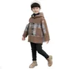 2021 Vinter Ny Kausal Gitter Little Boys Parkas Coat Tjock Hooded Overcoat För Pojke Barn Kids Woolen Hooded Ytterkläder Varma Kläder Hot