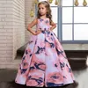 2021 Tonåring Girl Dress Kids kläder för barn Skriv ut golv Princess Vestido Party Bröllopsklänning 10 12 år Vestidos Q0716