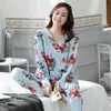 Plus Size 4XL Pyjamas Ensembles pour Femmes Pyjama À Manches Longues En Coton Vêtements De Nuit Femme Hiver Printemps Pyjamas Maison Vêtements Homewear 210809