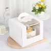 4/6/8 Inch Window White Cake Box With Handle Kraft Paper Cheese Cake Box Kids Birthday Wedding Home Party Supply