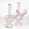 Glasbecher Bong Dab Rig Shisha rosa herzförmiges Glas Wasserpfeifen Bongs Quarz Banger Bowl Bohrinseln Bubbler Rauchpfeife