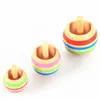 3pcs Wood Flip Over Top Tippie Top Spinning Top Magic Toy Kids Toys Boys Favor Gift Q0528