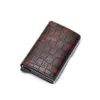 Single Box ID Bank Holder Leather Mini Wallets for Men Women Vintage Crocodile Pattern