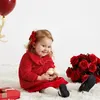 Ankomst Höst och Vinter Baby / Småbarn Pretty Fleece Bowknot Decor Coat Girl Clothing 210528