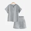 Trytree summer Autumn Women two piece set Casual Polyester tops + short Soild Female Office plus size Suit Set Short Sleeve Sets 220217