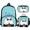 3PCS Panda Cool Bookbags Набор с обеденной коробкой Детские школьные сумки рюкзак подросток мальчики для девочек для девочек Mochila Escolar Infantil