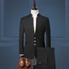 (Jacke + Weste + Hose) Männer Anzug Chinesischen Stil Stehkragen Anzug Männliche Hochzeit Bräutigam Slim Fit Standerd Größe Blazer Set Smoking M-5XL X0909