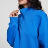 スタンドネックフィットネススポーツセーター女性のパーカールーズショートジッパー巾着長袖カジュアルジムCothesヨガジャケットTシャツ