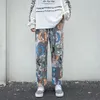 Erkek Pantolon Japon Moda Erkekler Hip Hop Giyim Bahar Sonbahar Mektup Grafik Baskı Joggers Düz Bacak Pantolon Streetwear