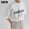 IEFB Kısa Kollu T-shirt erkek Kore Tarzı Yaz Gevşek Mektup Baskı Basit Moda Tops Yuvarlak Yaka Nedensel Temel Bez 210524