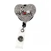 Porte-clés en forme de cœur en cristal strass, porte-Badge d'identification d'infirmière pour femme, carte Yoyo, bobines rétractables pour accessoires 2487