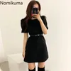 Nomikuma Solid Color Slim Waist Dress Women Vintage Elegant Temperament Dresses Female Korean Style Fashion Vestidos 3a168 210514