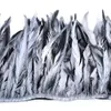 Högkvalitativ Guld Silver Rooster Tail Feathers Trims Fringe Natural Feather Ribbon 10-12 "Bröllop Carnival Dresses Dekoration