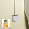 Soft TPR Silicone Head Toilet Brush with Holder Wall-mounted Detachable Handle Bathroom Cleaner Tools