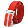 Plyesxale Black Bruine Red Blue Belt Men 2021 Hoogwaardige lederen riemen voor de ontwerper Automatische Buckle Mens G33275T