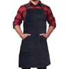 Aprons Kitchen Denim Apron Men Women With Pocket Chefs Cooking Adjustable Baking Black Blue Simple Uniform Water Proof Dropship5860053