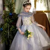 Różowa Suknia Balowa Kwiat Girl Dresses On Wedding See Thro Zroszony Puffy Małe Dziewczynki Korant Dress Toddler First Communion Suknie Szata De Fête2021